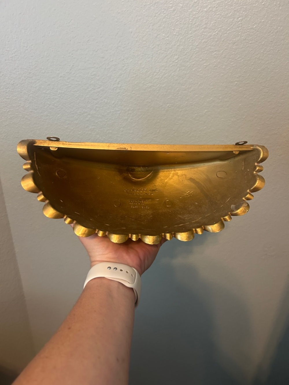 Vgt MCM Syroco fluted gold wall pocket. 12 inches - Picture 2 of 5